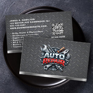 Auto Mechanic Reparatie Service Automotive QR Code Visitekaartje