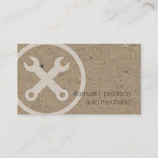 Auto Mechanische Moersleutel Icoon Natuurlijke Pap Visitekaartje (Voorkant)