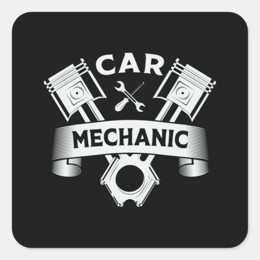 Auto Mechanische Motor Mechanica Auto Grappig Gift Vierkante Sticker (Voorkant)