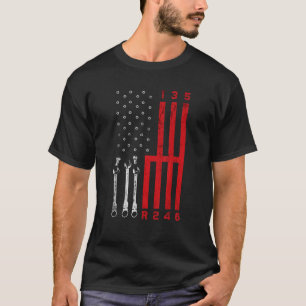 Auto-mechanische schuifapparatuur Amerikaanse vlag T-shirt