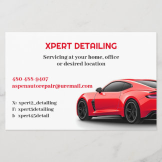 Auto met gegevens flyer