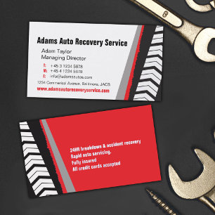 Auto motor service tracks rood visitekaartje