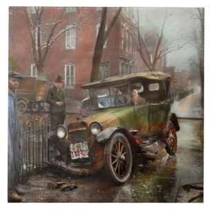 Auto-ongeluk - Let op ijs 1921 Tegeltje