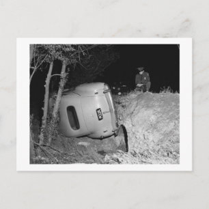 Auto-ongeluk, Vintage 1951 Briefkaart