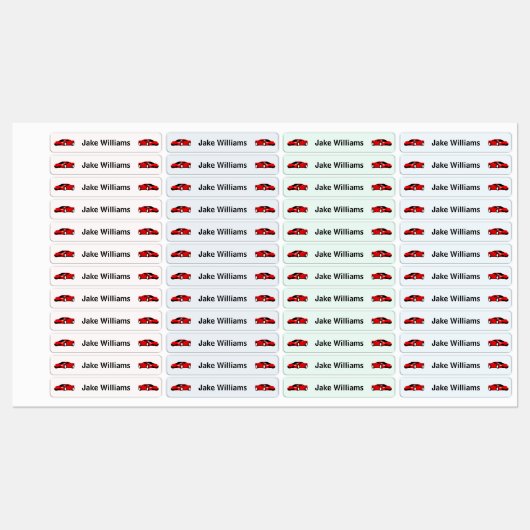 Auto ontwerp kindernaam kleding school labels (Vel)