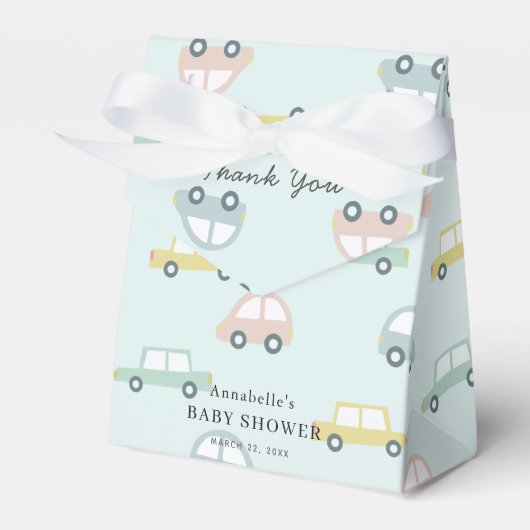 Auto Patroon Blue Boy Baby shower Bedankdoosjes (Voorkant Zijde)