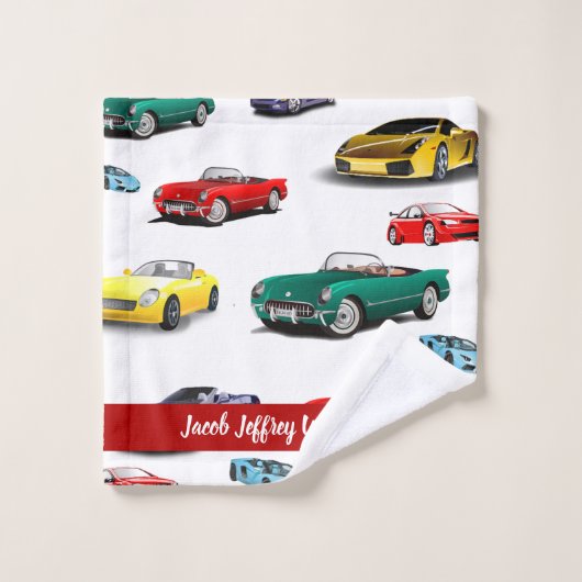 Auto Patroon Meerkleurige Voertuigen Auto Bad Handdoek (Wasdoekje)