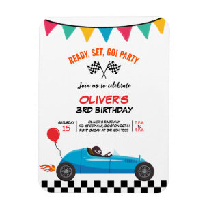 Auto Race Kids Verjaardag Uitnodiging Flexibele Ma Magneet