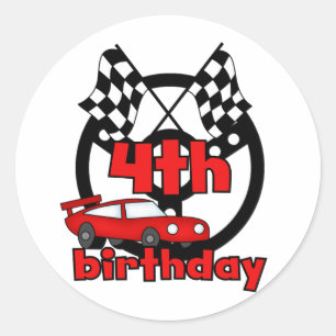 Auto Racing 4e Verjaardag Tshirts en geschenken Ronde Sticker