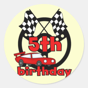 Auto Racing 5e Verjaardag Tshirts en geschenken Ronde Sticker