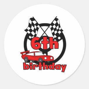 Auto Racing 6e verjaardag Ronde Sticker