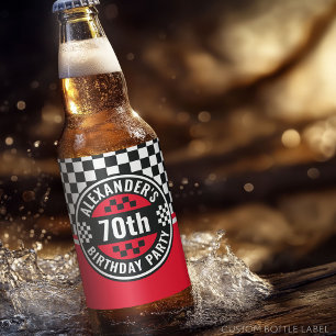 Auto Racing Geruite Vlag Verjaardagsfeest Bier Etiket