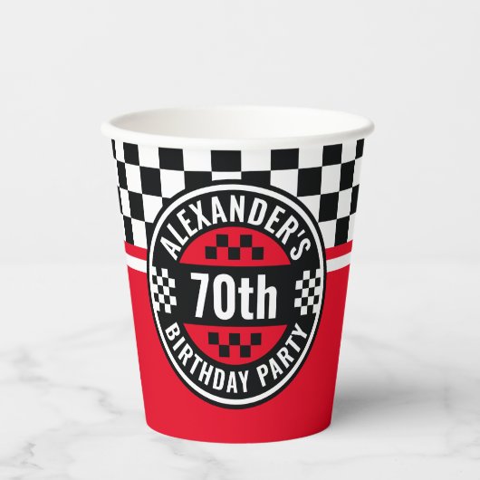 Auto Racing Geruite Vlag Verjaardagsfeest Papieren Bekers (Voorkant)