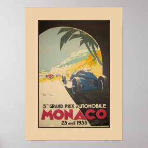 Auto Racing Grand Prix Monaco 1933 Poster