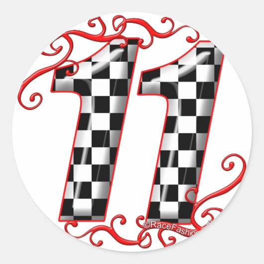 Auto Racing Nummer 11 Ronde Sticker (Voorkant)