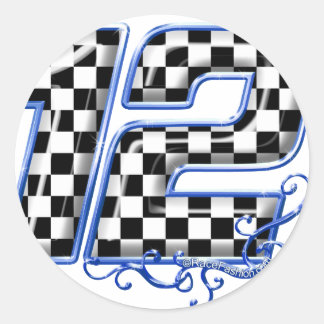 Auto Racing Nummer 12 Blauw Ronde Sticker