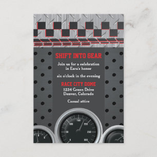 Auto Racing Racecar Bar Mitzvah Receptie Informatiekaartje