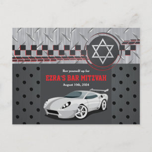 Auto Racing Racecar Bar Mitzvah Save the Date Briefkaart