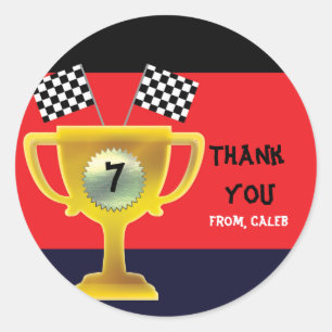 Auto Racing Trofee & Vlaggen Verjaardagsfeestje St Ronde Sticker