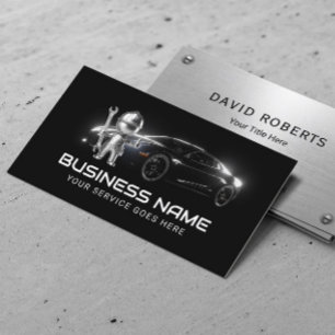 Auto Reparatie Service Moderne Metalen Mechanic Visitekaartje