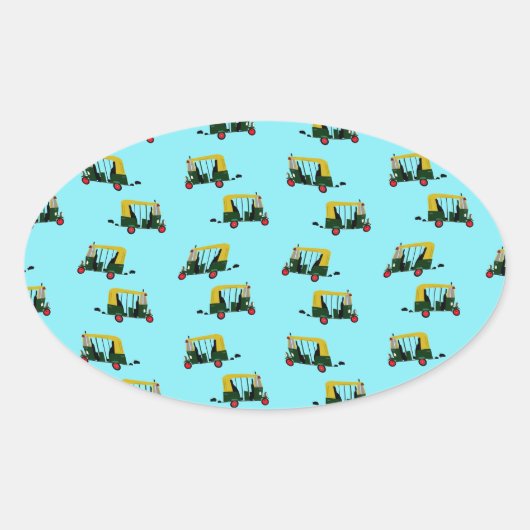 Auto riksja wallpaper ovale sticker (Voorkant)