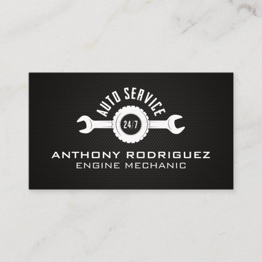 Auto Service Sleutels Logo | Koolstofvezel Visitekaartje (Voorkant)