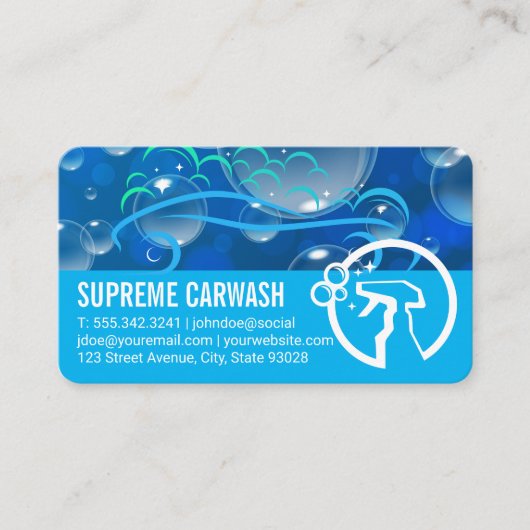 Auto Service Soap Bubbles | Spray Bottle Logo Visitekaartje (Voorkant)
