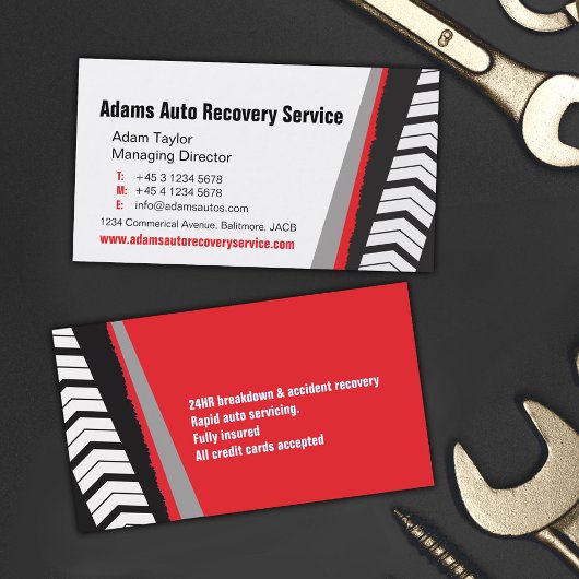 Auto service trace le carte de visite rouge
