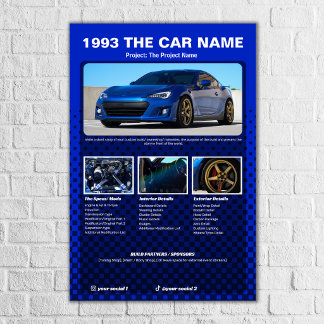 Auto Show Spec Board geruite achtergrond Poster