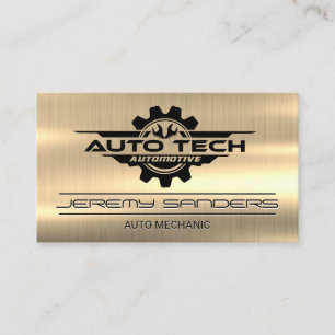 Auto Tech Wrenches Gear Mechanic goudmetaal Visitekaartje