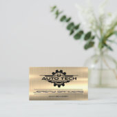 Auto Tech Wrenches Logo | goudmetaal Visitekaartje (Staand voorkant)