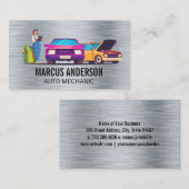 Auto-technicus werkt aan auto's visitekaartje (Voorkant / Achterkant)