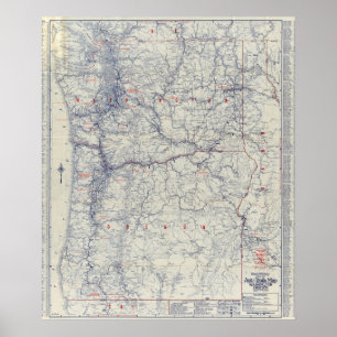 Auto Trails Map bij Rand McNally Officieel 1925 Poster