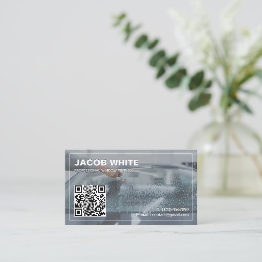 Auto Venster Tinting Custom QR Visitekaartje (Staand voorkant)
