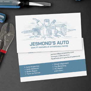Auto Voertuigreparatie - Mechanic Visitekaartje