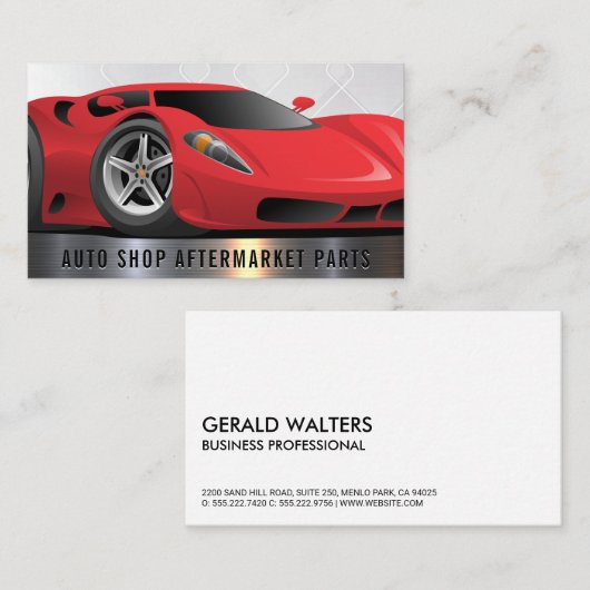Auto voiture sport rouge | Carte de visite de déco (Devant / Derrière)