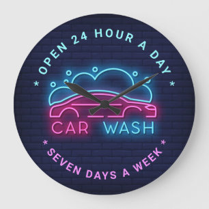 Auto was neon Kijk naar aangepaste tekst Grote Klok