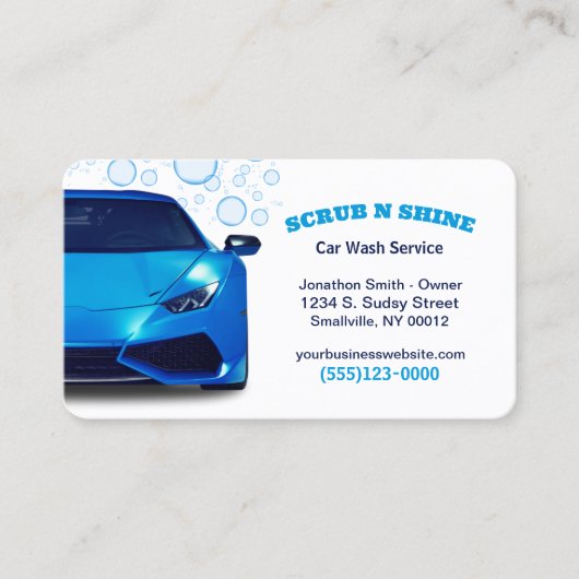 Auto Wash Auto Detail Service Visitekaartje (Voorkant)