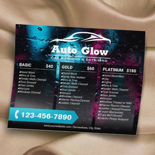 Auto Wassen Auto Detailing Prijs Pakket Flyer