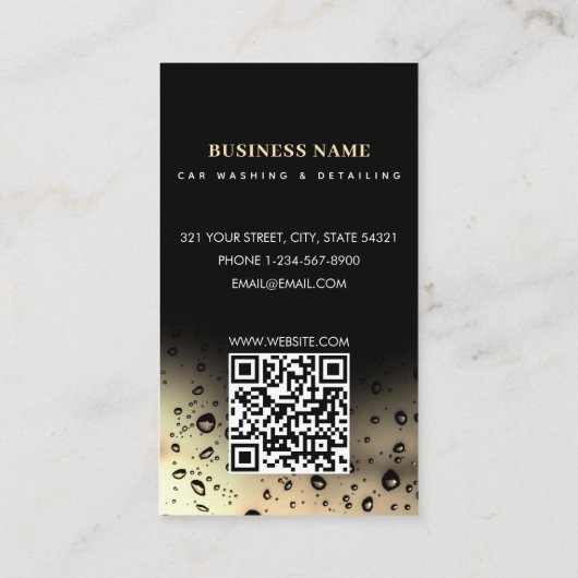 Auto Wassen Automotive Cleaning QR Code Zwart Goud Visitekaartje (Achterkant)