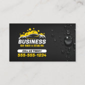 Auto Wassen Mobiel Detailing Water Drop Zwart Geel Visitekaartje (Voorkant)