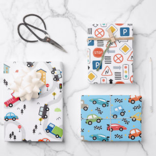 Auto Wegen Borduren Verjaardag Inpakpapier Vel