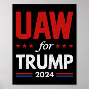 Auto-werknemers voor Trump 2024 Amerikaanse vlag T Poster