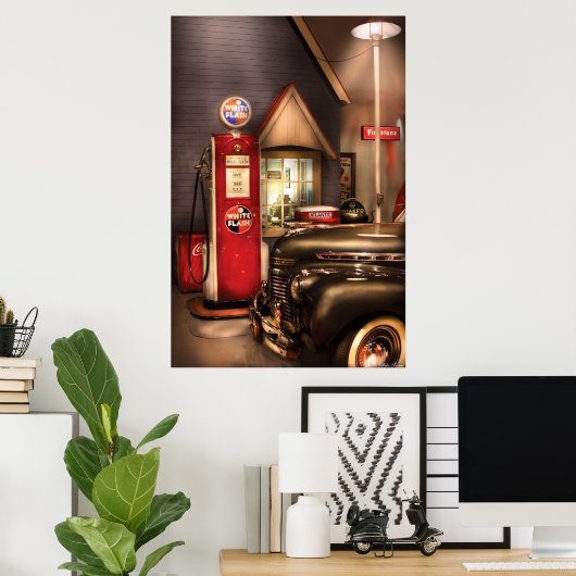 Auto - White Flash Benzoline Poster (Thuiskantoor)