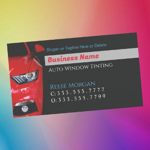Auto Window Tinting, rode auto, QR-code genereren Visitekaartje