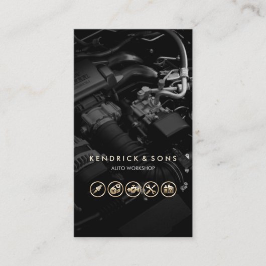 Auto Workshop Mechanic Car Repair Gold Icons Busin Visitekaartje (Voorkant)