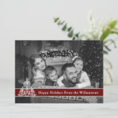 Auto zwart-wit Prettige feestdagen stijlvolle stru Feestdagenkaart (Staand voorkant)