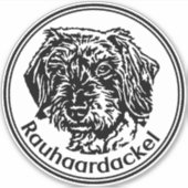 Autoaufkleber Rauhaardackel Teckel rund Sticker (Voorkant)
