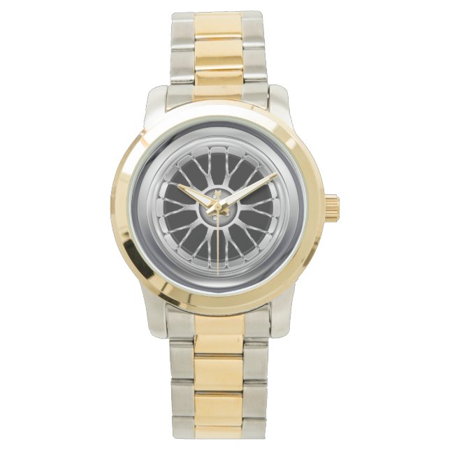 Autoband Staal Wiel Horloge (Voorkant)
