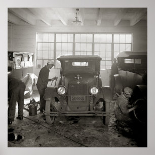 Autobedrijf, 1926. Oude foto Poster